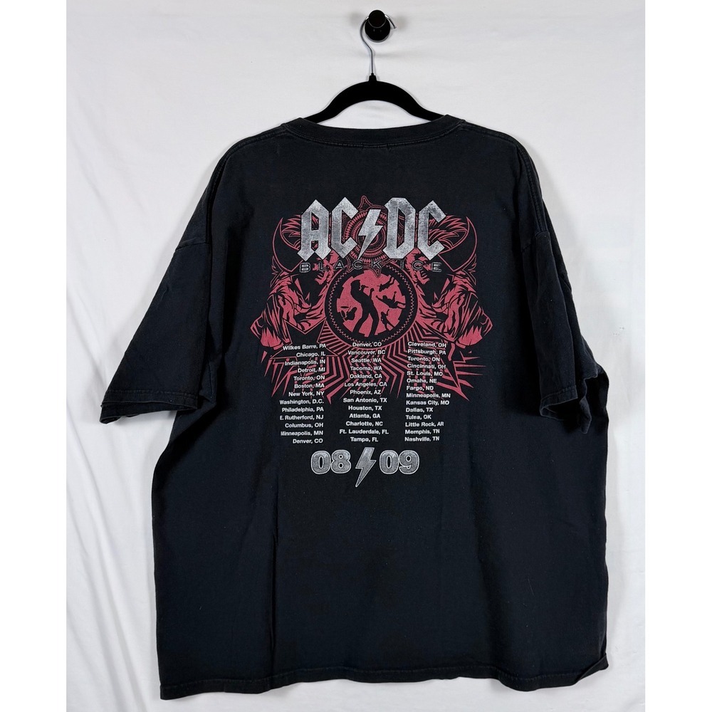 AC/DC Black Ice World Tour 2008 2009 Band T-Shirt Mens 3XL Anvil Black - Picture 5 of 8